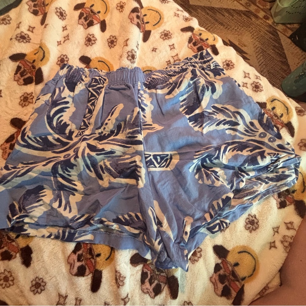 H&M Linen Blend Blue and White Shorts